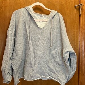 Free People cropped grey hoodie